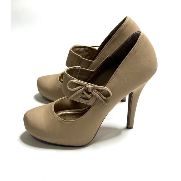Bamboo High Heels Platform Pump 9 Nude Tan Faux Leather NATNUB Olisa-06 - Picture 1 of 13